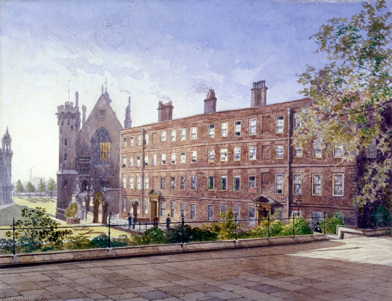 Utsikt over nr. 3 og 4 Garden Court, Middle Temple, London, 1883. av John Crowther