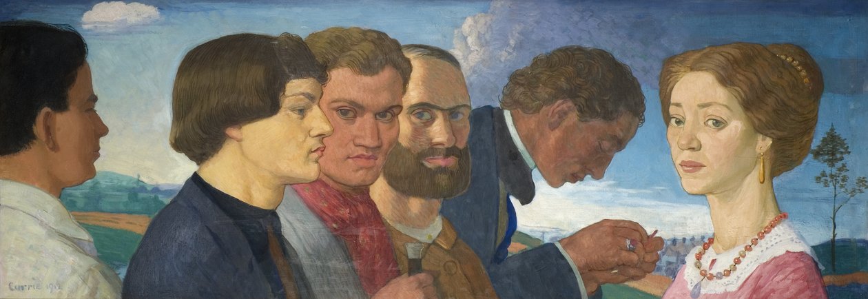 Noen senere primitiver og Madame Tisceron, 1912 (tempera på lerret) av John Currie