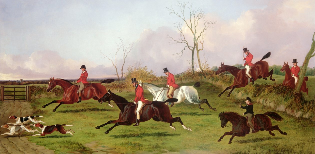 Full Cry with His First Hunt (olje på lerret) av John Dalby