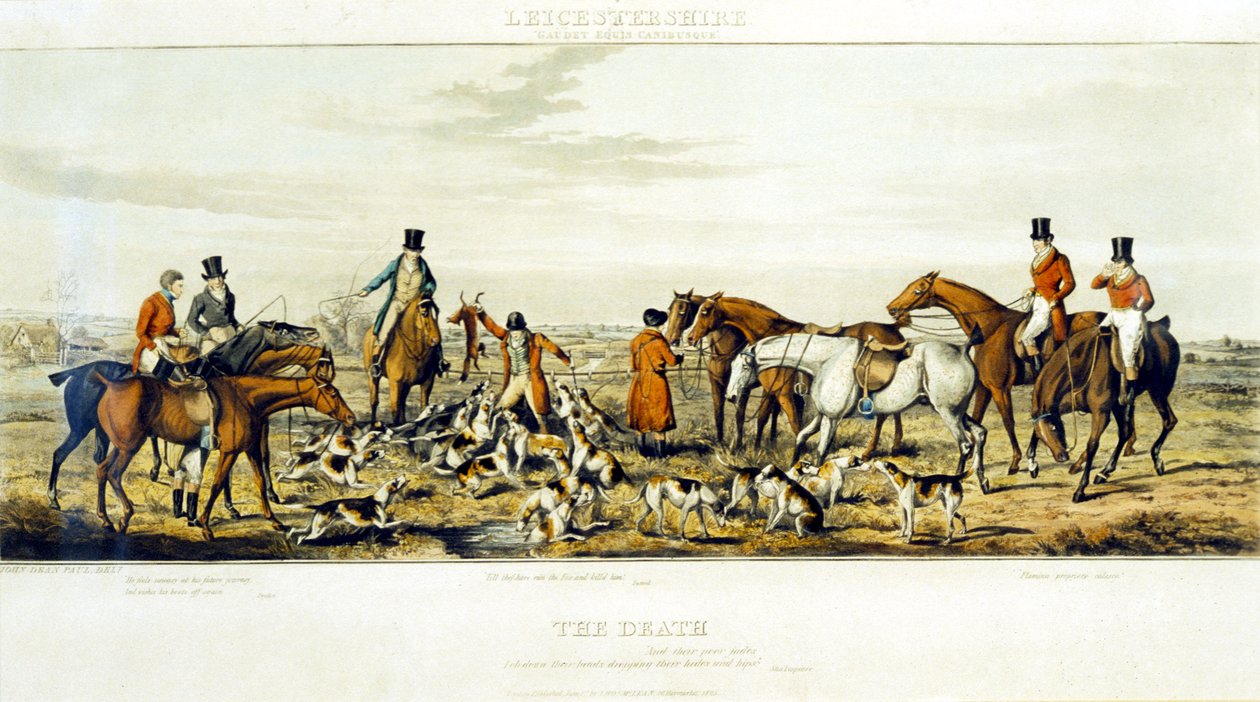 The Death, The Leicestershires, gravert av Henry Alken (1785-1851) 1825 (fargegravering) av John Dean (after) Paul