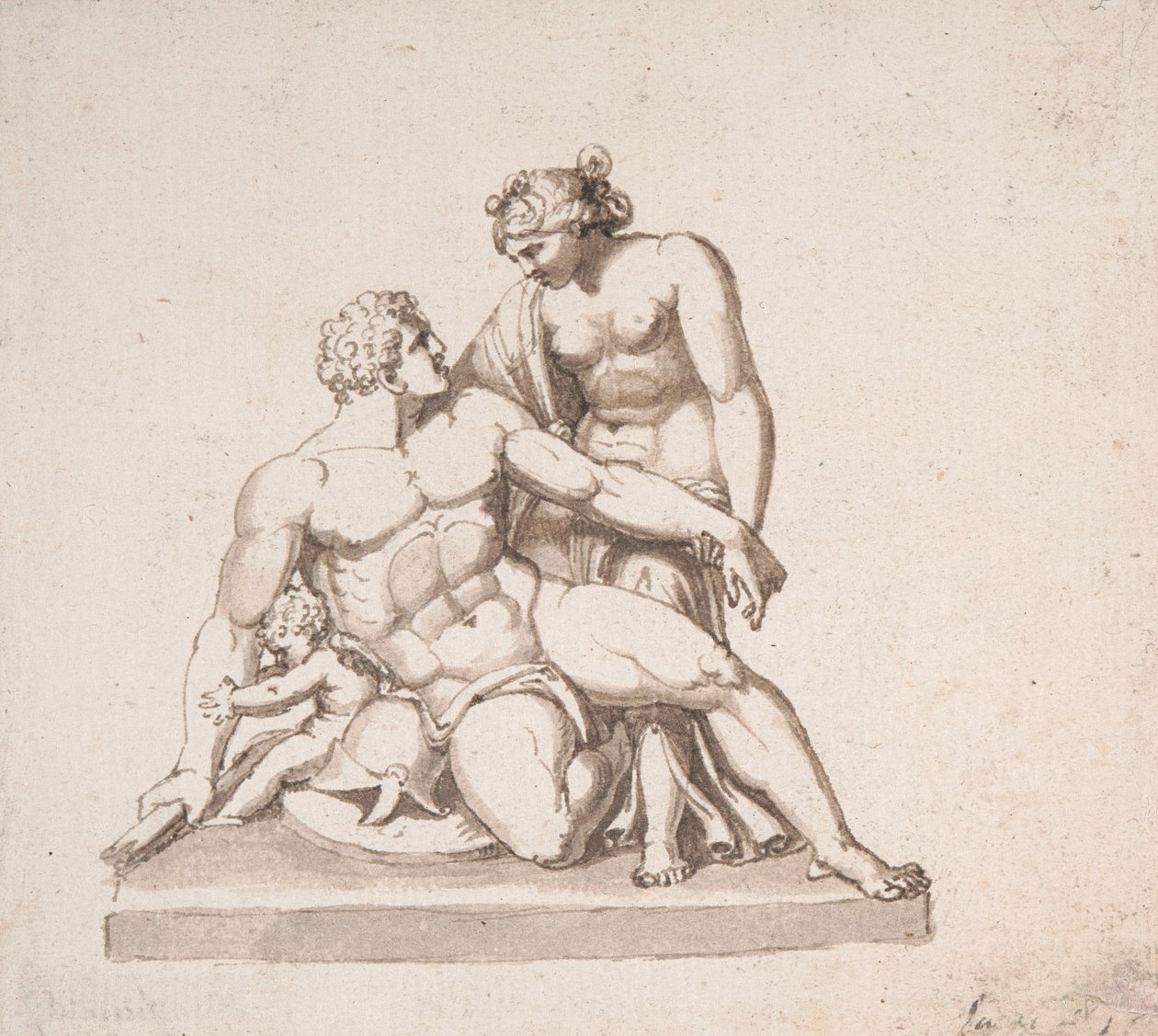 Studie av en skulpturgruppe: Mars, Venus og Amor av John Deare