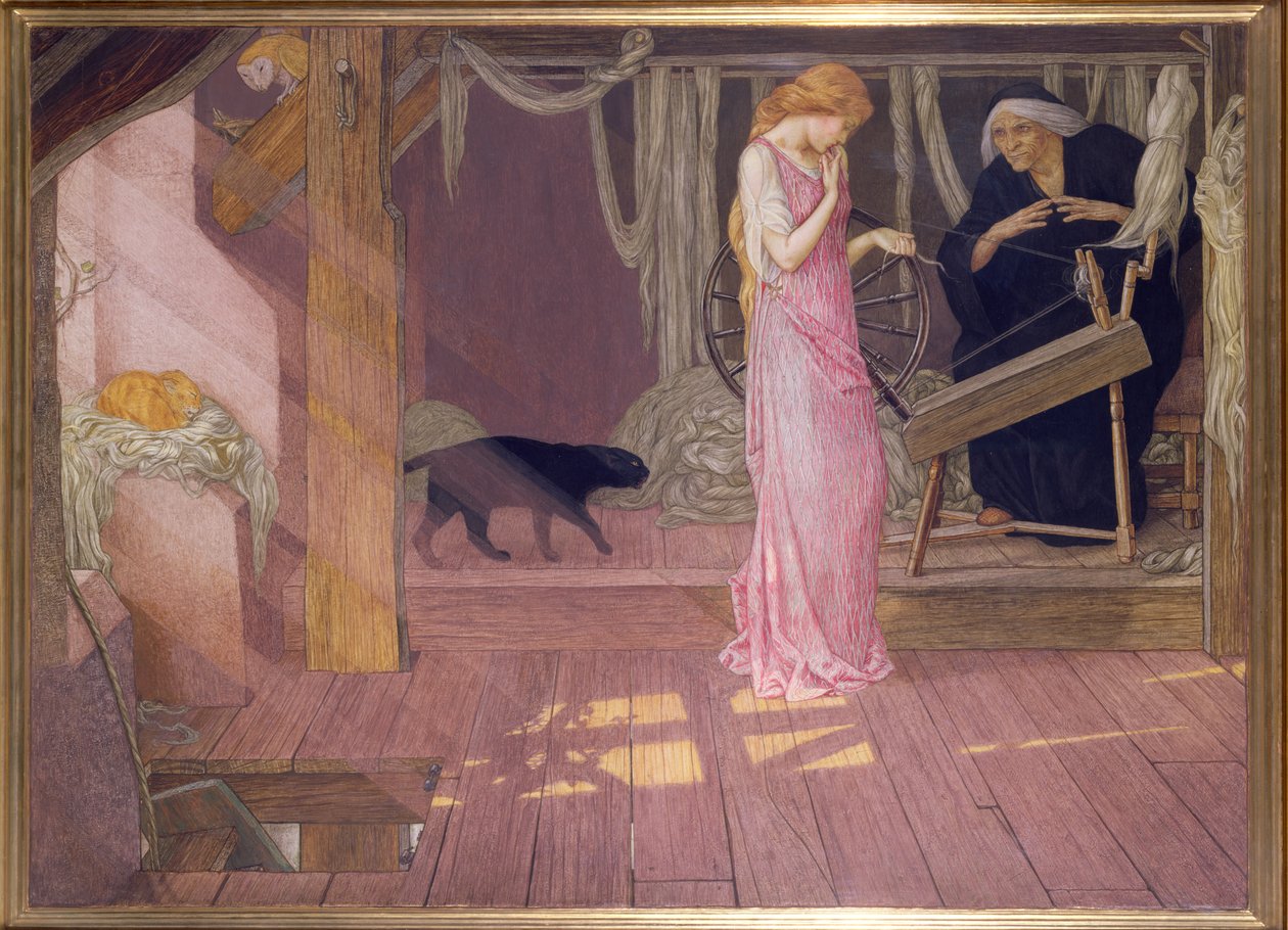 Sleeping Beauty: The Princess Pricks her Finger (tempera) av John Dickson Batten