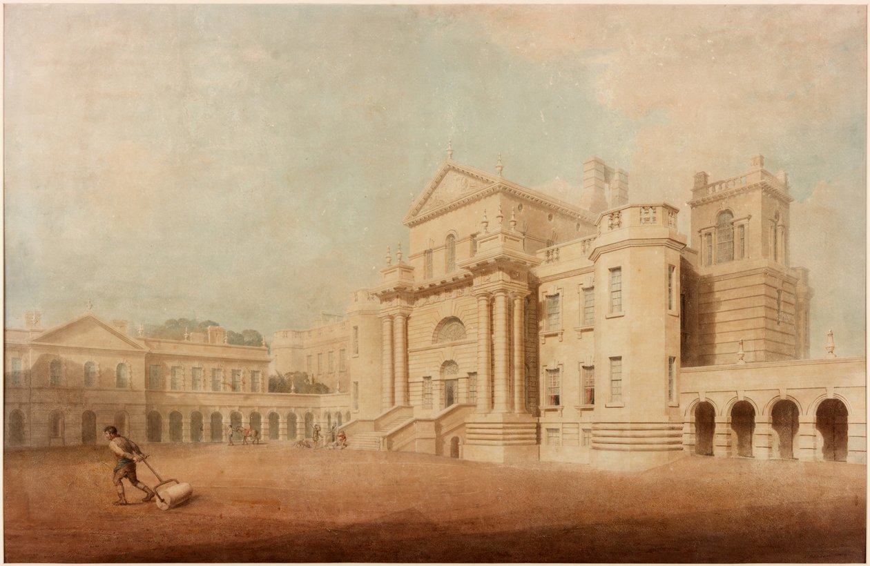 Seaton Delaval Hall (penn, blekk, blyant og wc på papir) av John Dobson