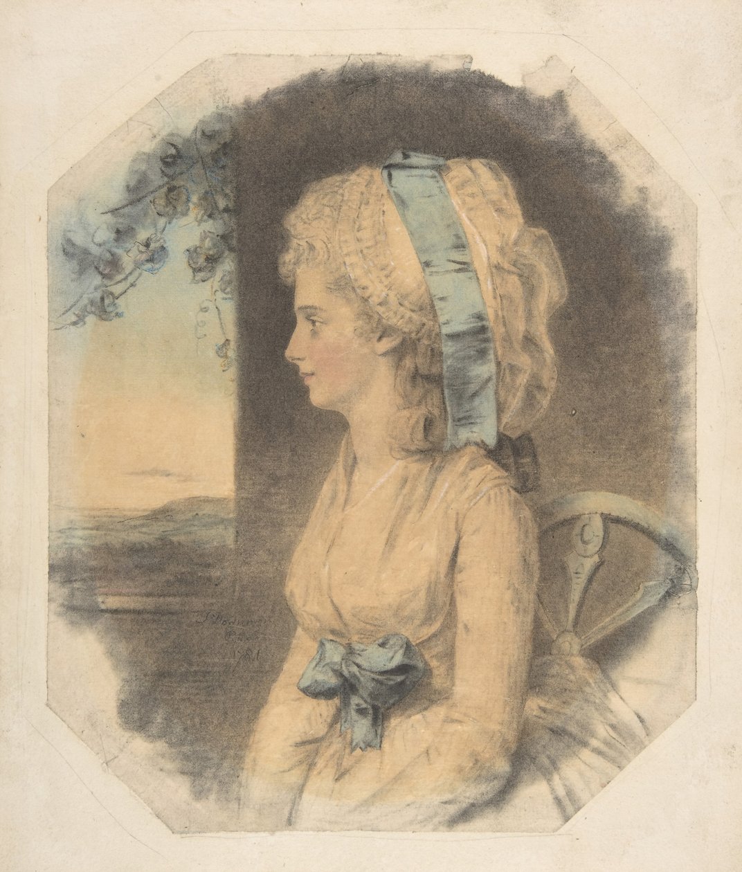 Frøken Mary Cruikshank, eneste søster til James Cruikshank, 1781. av John Downman