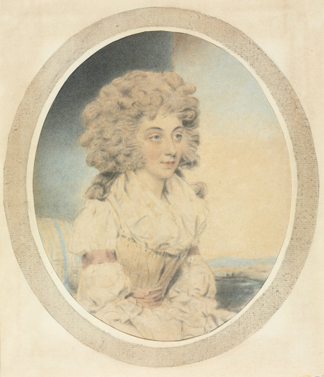 Sittende ung dame vendt mot høyre av John Downman