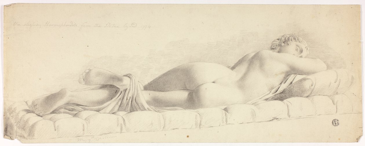 Gammel statue av sovende Hermafroditt av John Downman