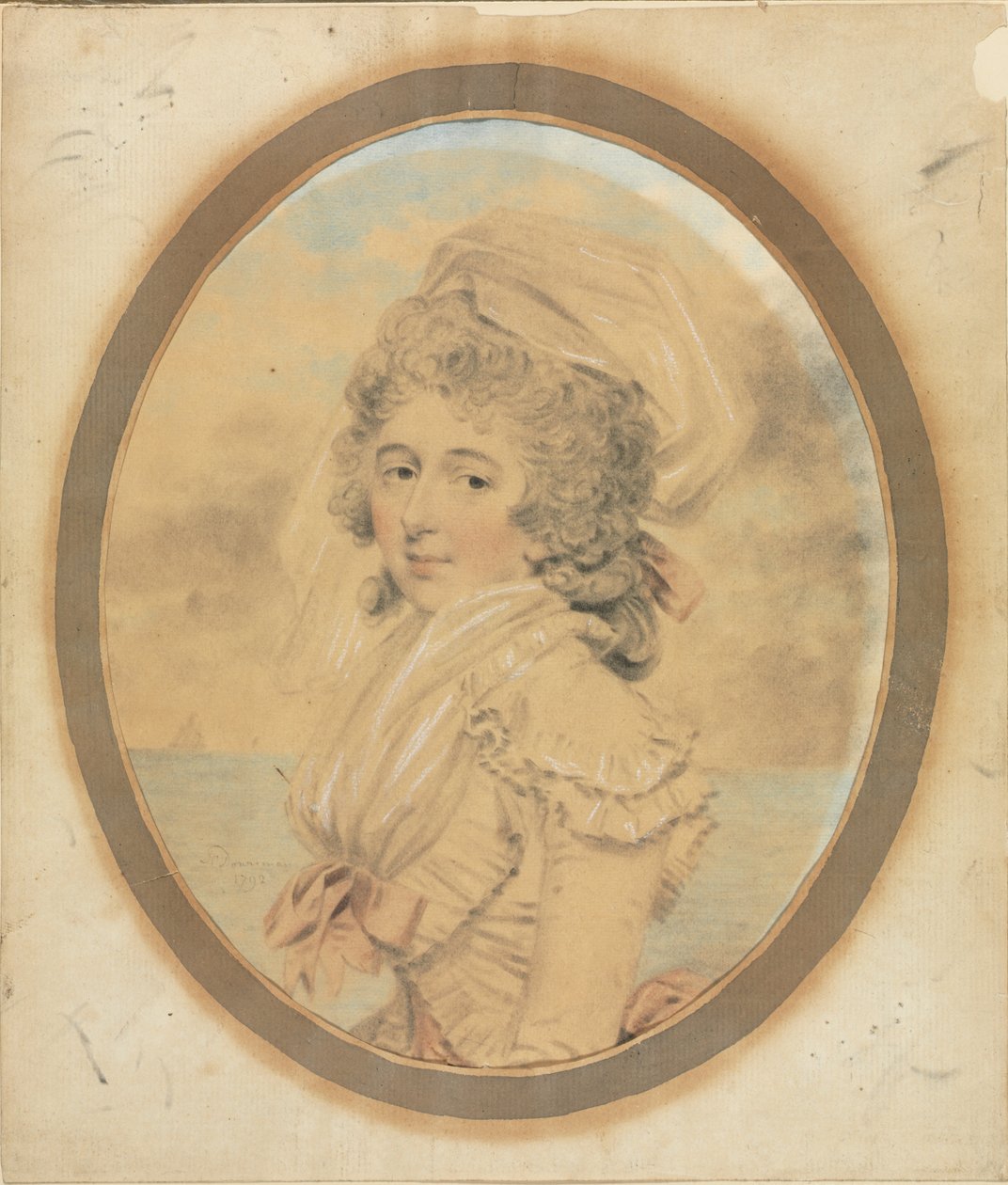 Ung dame med en rosa sløyfe på overdelen av John Downman