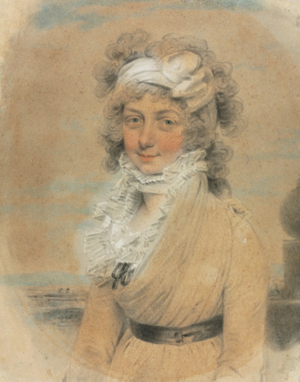 Ung dame med en hvit sløyfe på hodet av John Downman