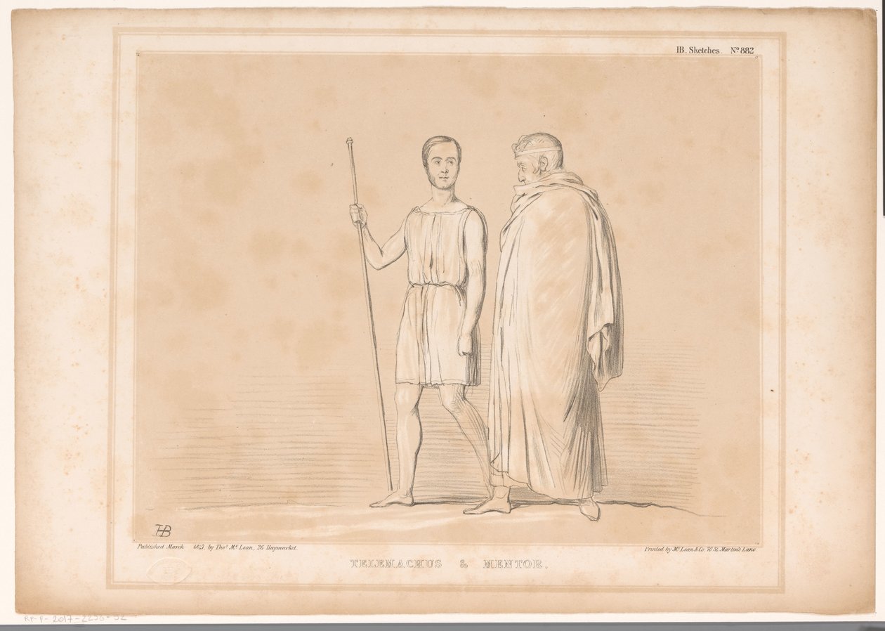 Spotprent møtte Lord Lincoln og Sir Robert Peel Telemachus og mentor (tittel på objekt) HB Sketches (serietittel på objekt) av John Doyle