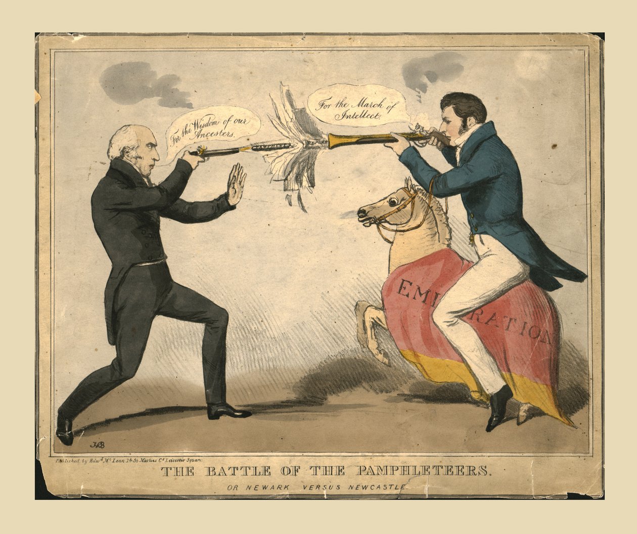 Slaget om pamflettørene. Eller Newark versus Newcastle, 1829. av John Doyle