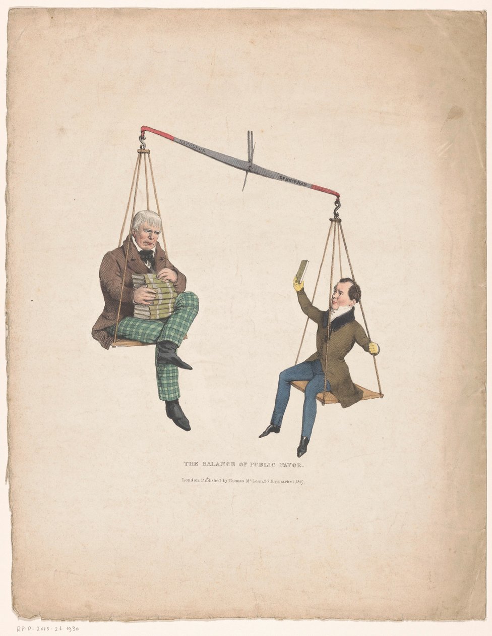 Libra med forfatterne Walter Scott og Thomas Moore Balansen mellom offentlig gunst (tittel på objekt) av John Doyle
