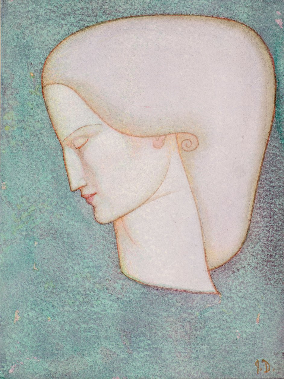 Kvinnelig hode (akvarell) av John Duncan
