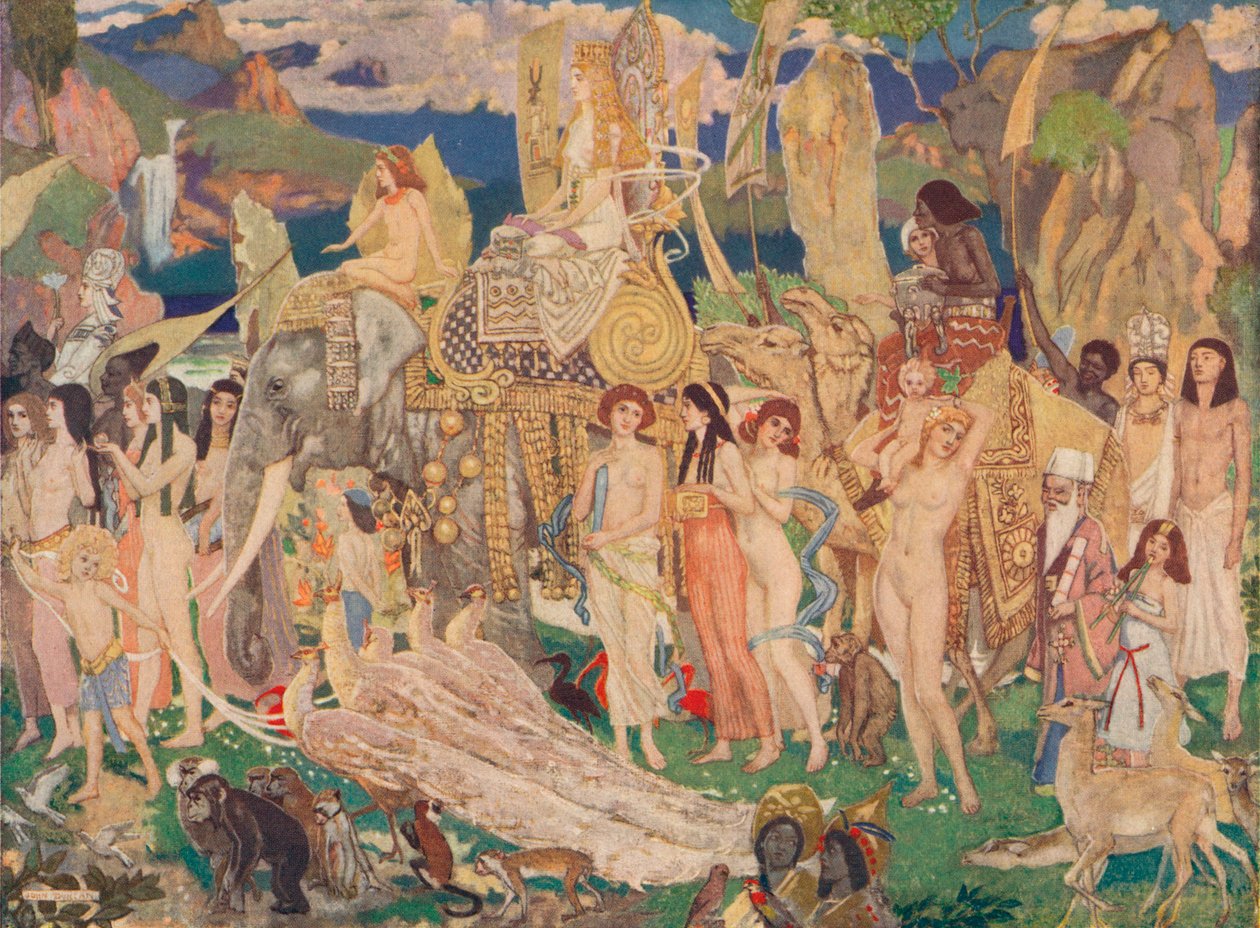 Elfenben, aper og påfugler Dronningen av Saba, c1909 av John Duncan