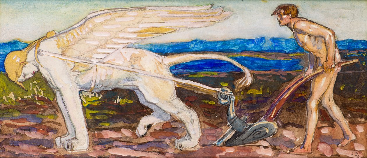 Sfinksen og plogen (akvarell) av John Duncan