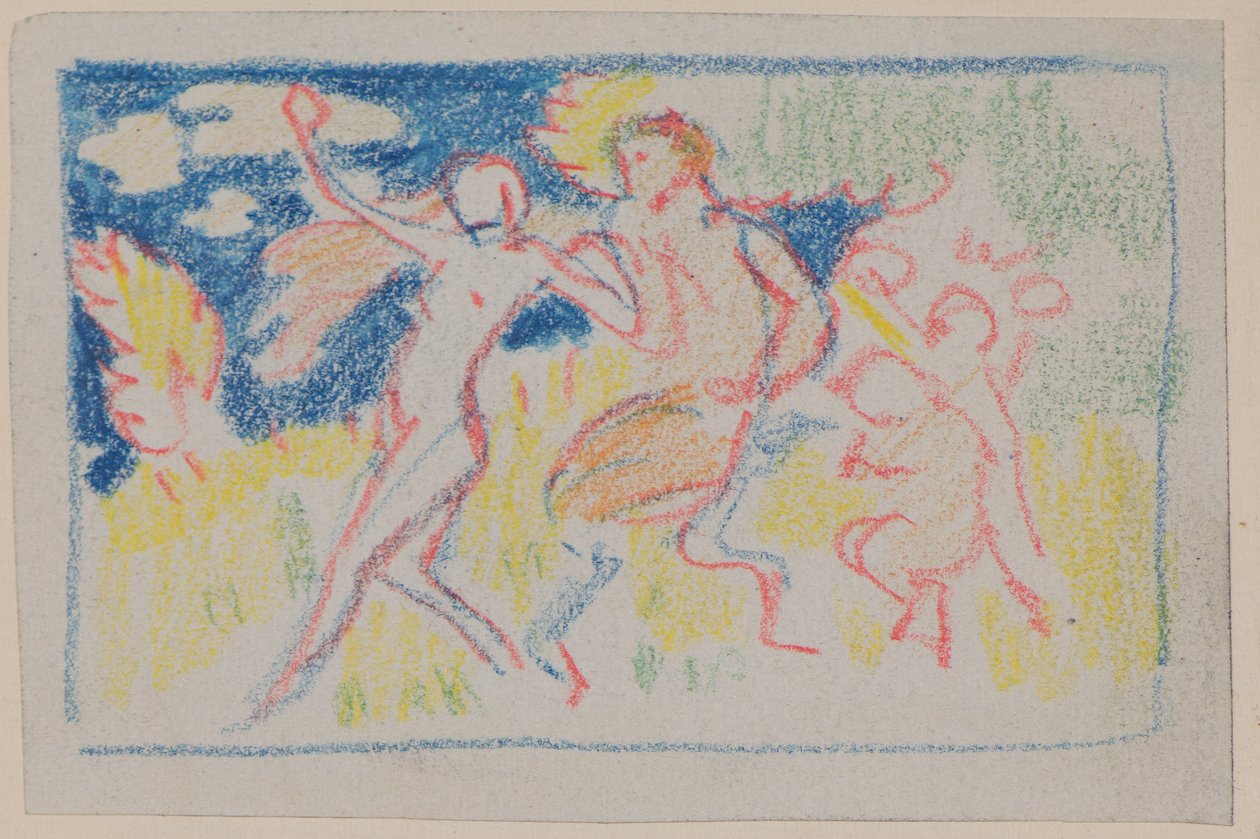 Uten tittel [Fire dansende figurer] (blyant) av John Duncan