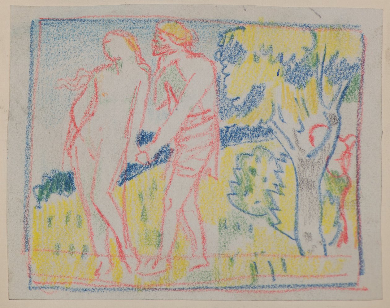 Uten tittel [Mann- og kvinneskikkelse i et landskap] (blyant) av John Duncan