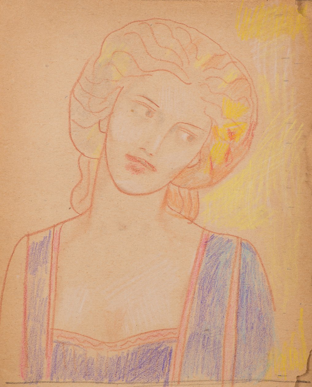 Uten tittel [Kvinnelig middelalderskikkelse] (blyant) av John Duncan