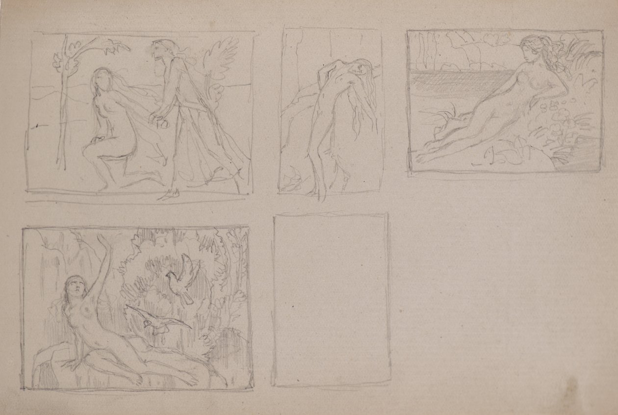 Uten tittel [Nakenfigurer i et landskap (blyant) av John Duncan
