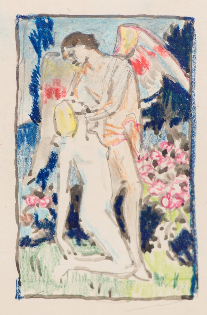 Uten tittel [Mindre versjon av Love Passing By] (blyant) av John Duncan