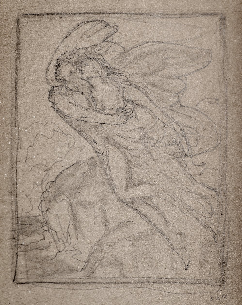 Uten tittel [To engler] (blyant) av John Duncan
