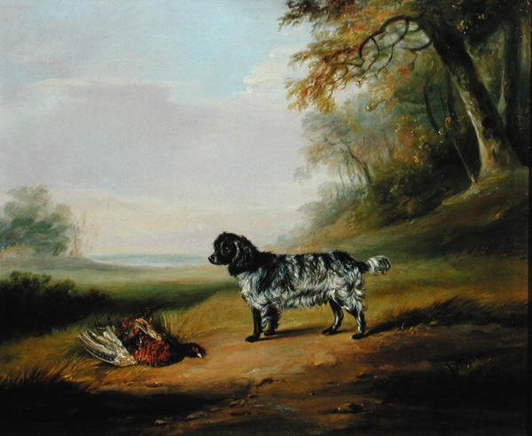 Landskap med en hund (olje på lerret) av John E. Ferneley