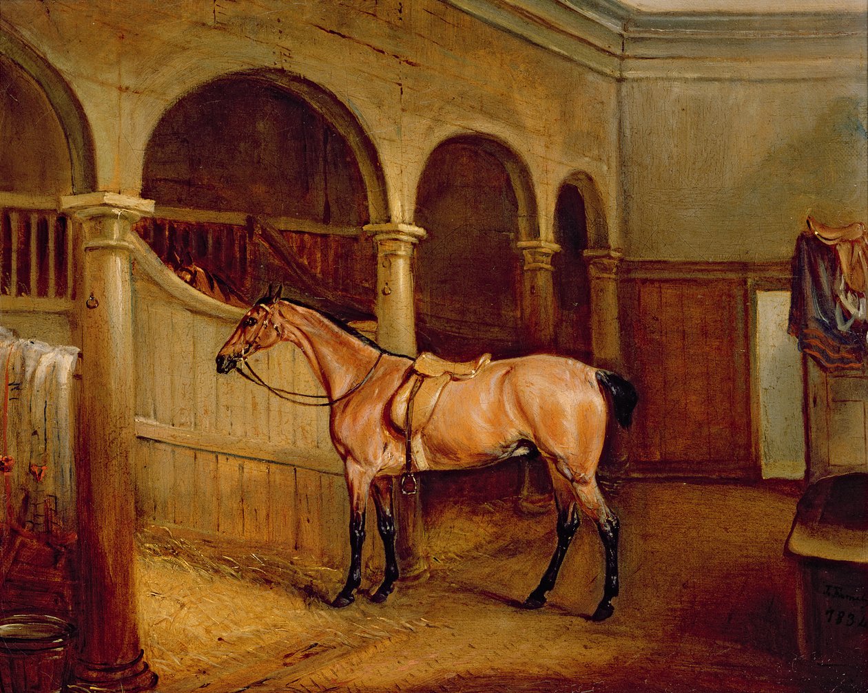 Lord Villiers' Roan Hack i stallen på Middleton Park av John E. Ferneley