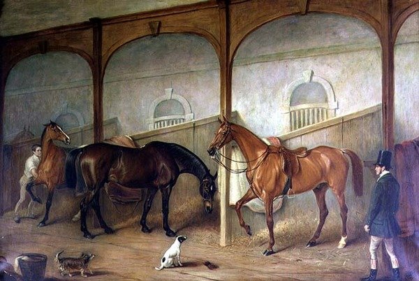 Stabilt interiør (olje på lerret) av John E. Ferneley