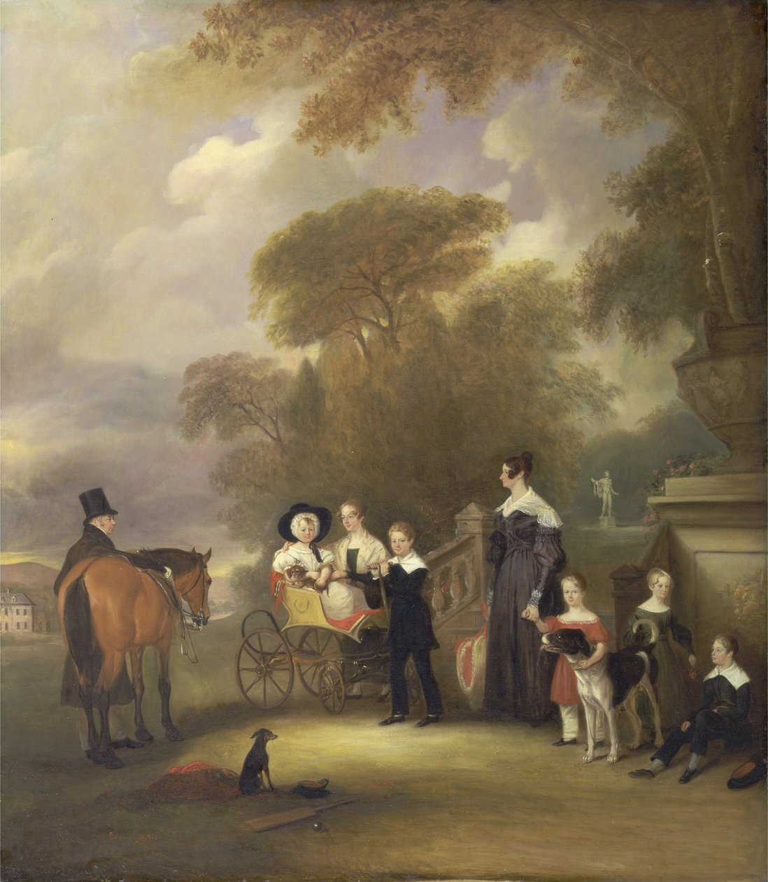 Presten og fru Henry Palmer med sine seks yngre barn i Withcote Hall, nær Oakham, Leicestershire av John E. Ferneley