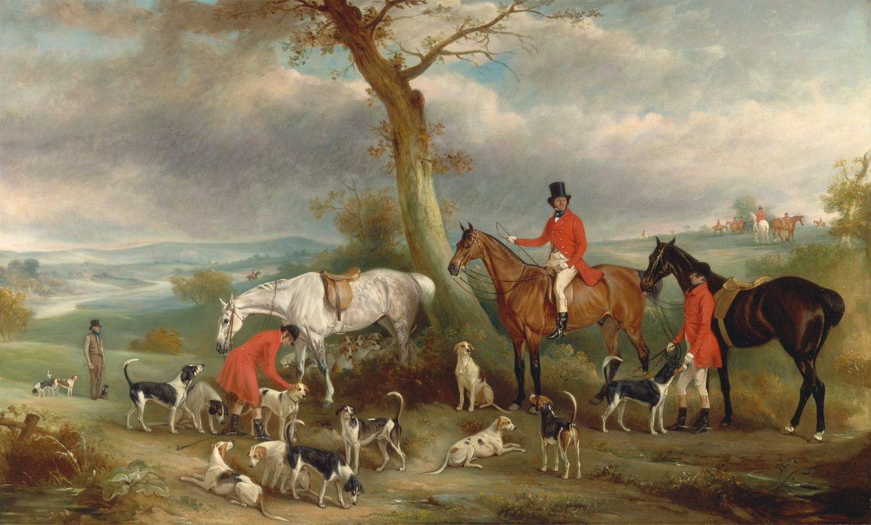 Thomas Wilkinson, M.F.H., med Hurworth Foxhounds av John E. Ferneley