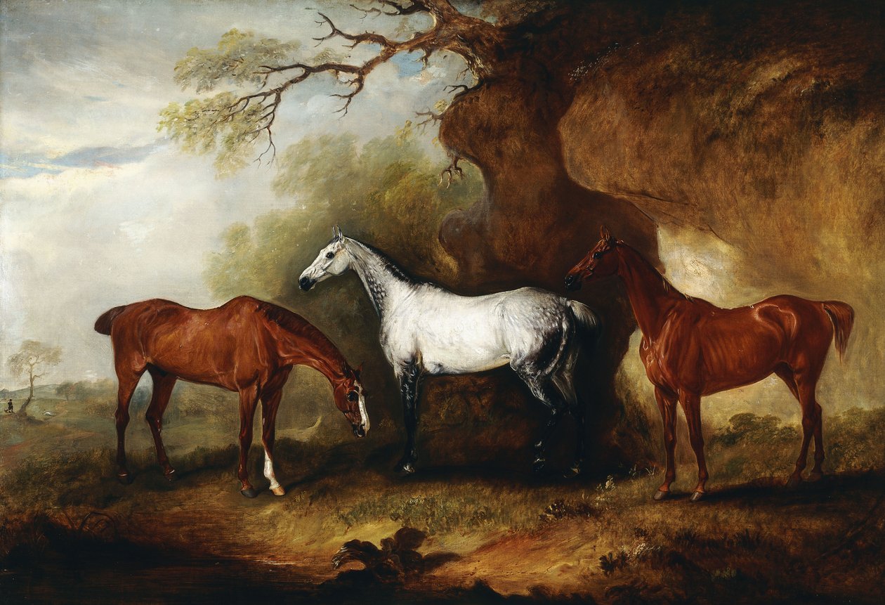 Tre jegere som tilhører Robert Myddelton-Biddulph, av John E. Ferneley