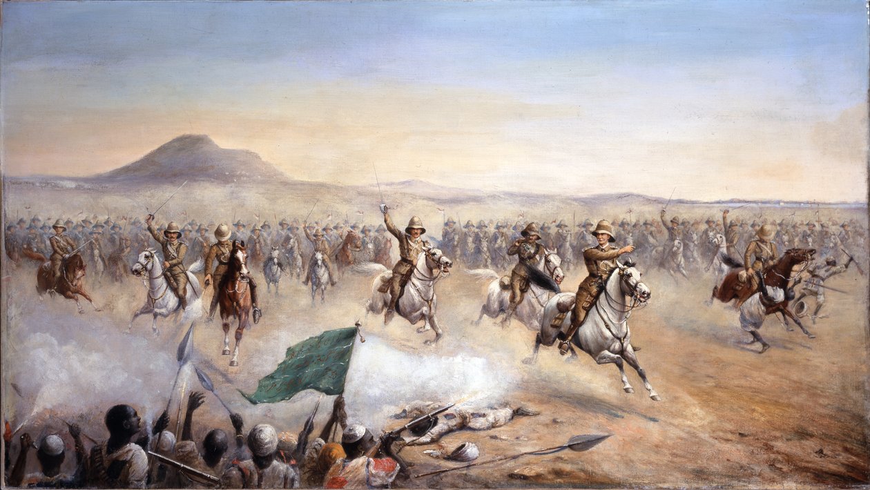 The Charge of the 21st Lancers at Omdurman, 2. september 1898 (olje på lerret) av John Edward Chapman Mathews