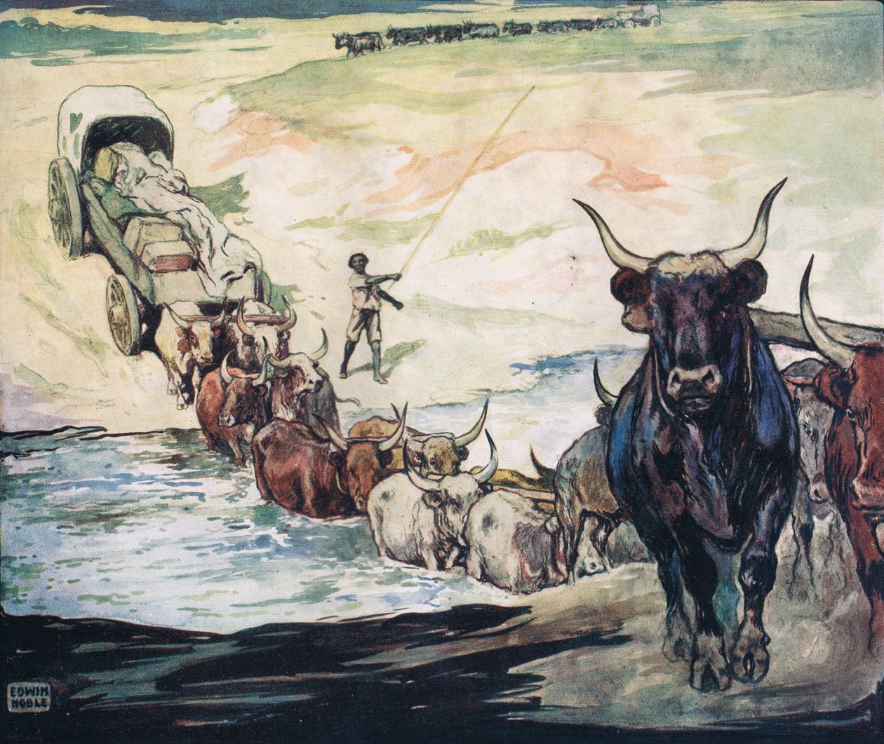 Crossing the river, illustrasjon fra 
