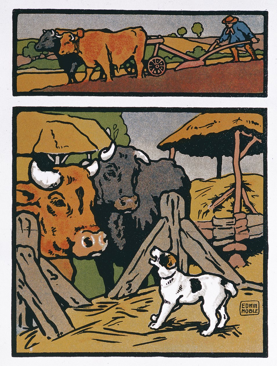 Illustrasjon for The Dog and the Cow, fra 