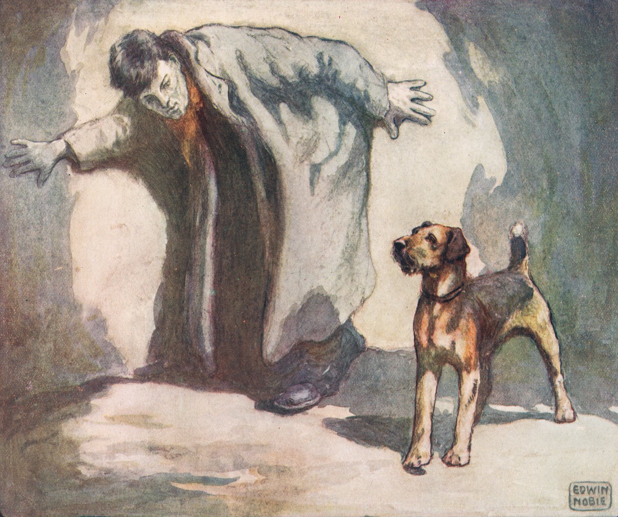 Politihund på jobb, illustrasjon fra 