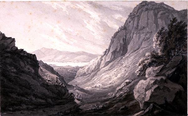 Derwentwater fra Castle Crag (akvarell på papir) av John Emes