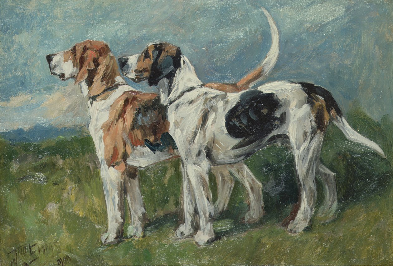 Par revehunder, 1900 (brett) av John Emms