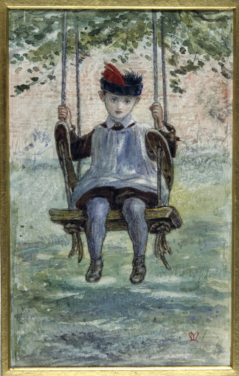 En gutt på huske (akvarell) av John Everett Millais