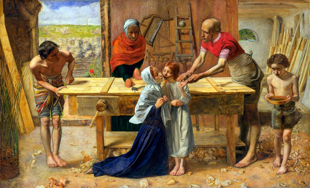 Jesus i hans foreldres hus (snekkerens verksted) av John Everett Millais