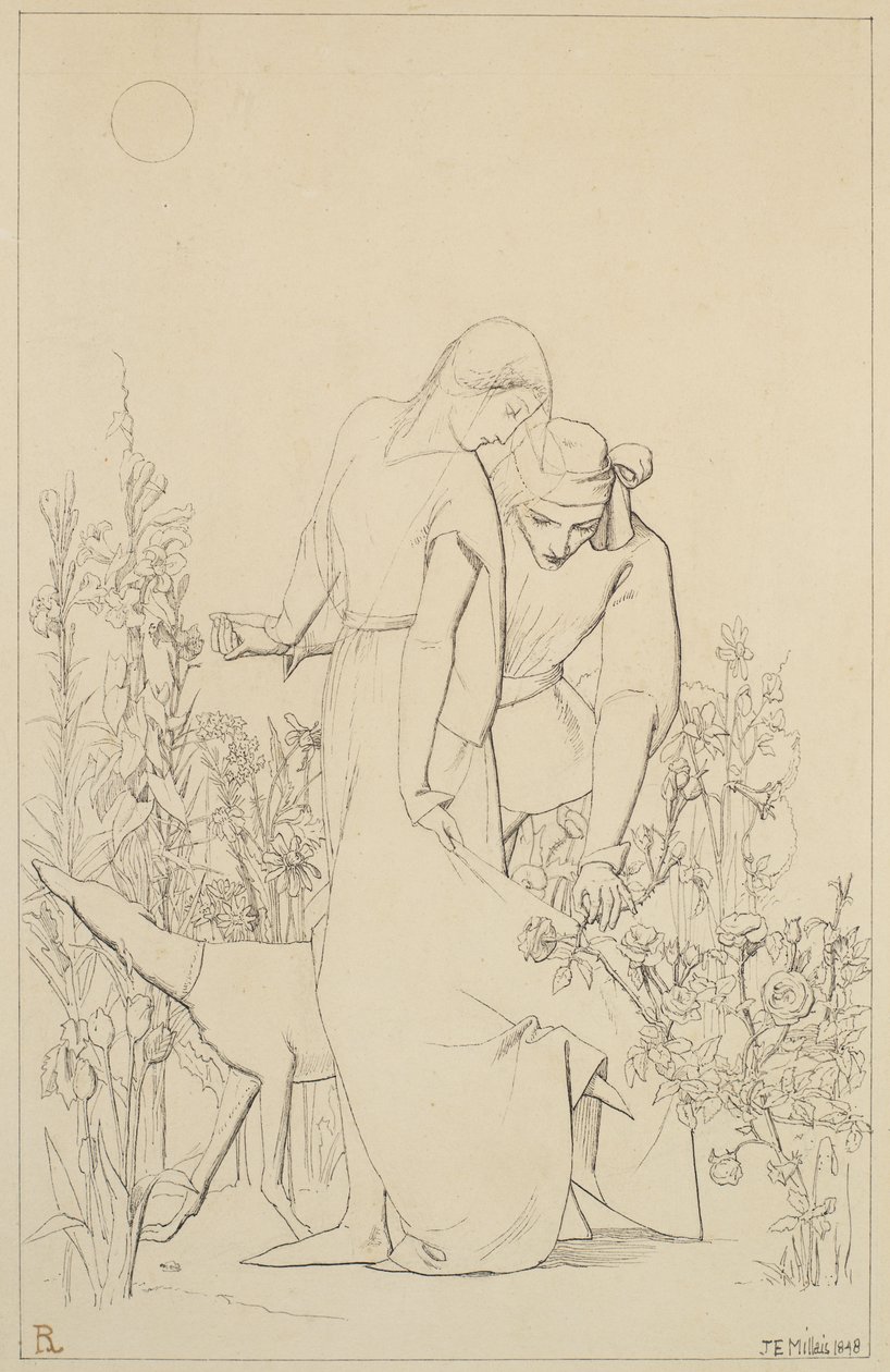 Lovers by a Rosebush, 1848 av John Everett Millais