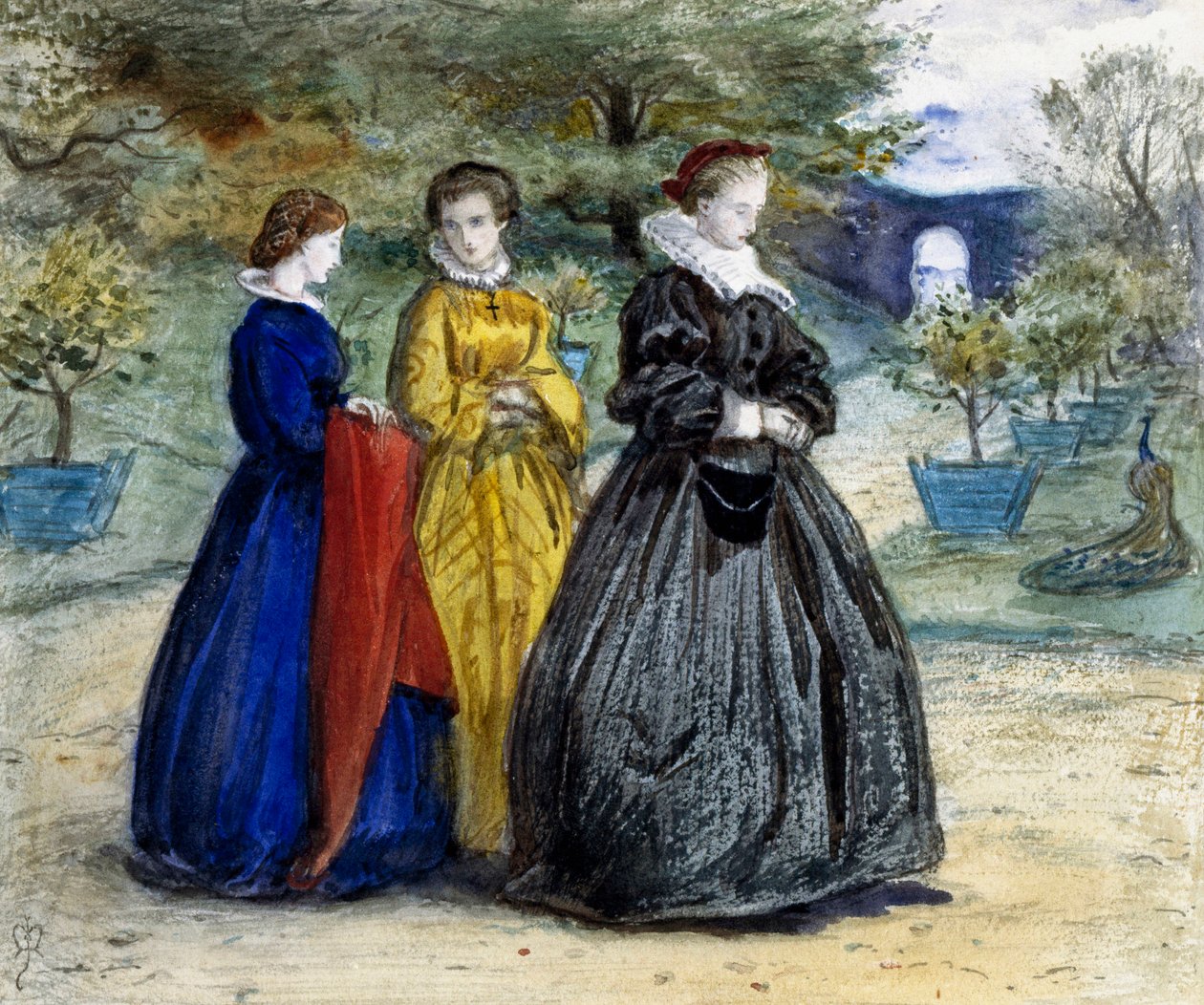 «Mary Queen of Scots» Dronning Mary Stuart (1542–1587) eller Mary I av Skottland og hennes tilhengere. Maleri av John Everett Millais (1829–1896) (prerafaelitt) av John Everett Millais