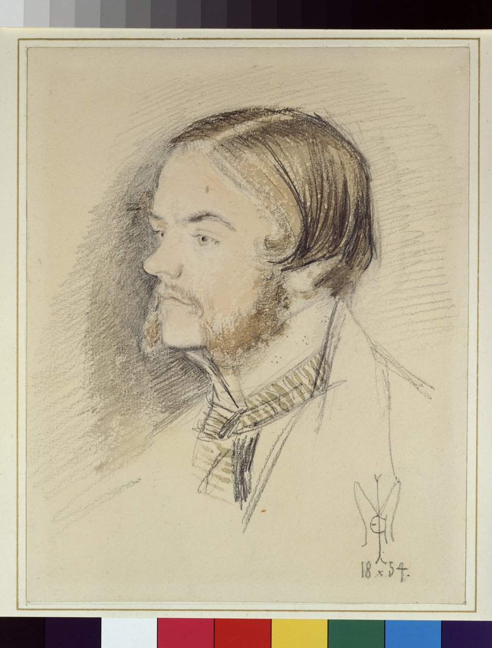 Portrett av Holman Hunt, 1854 (wc og blyant på papir) av John Everett Millais