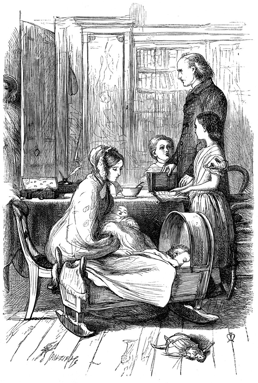 Scene fra Framley Parsonage av Anthony Trollope, 1860. av John Everett Millais
