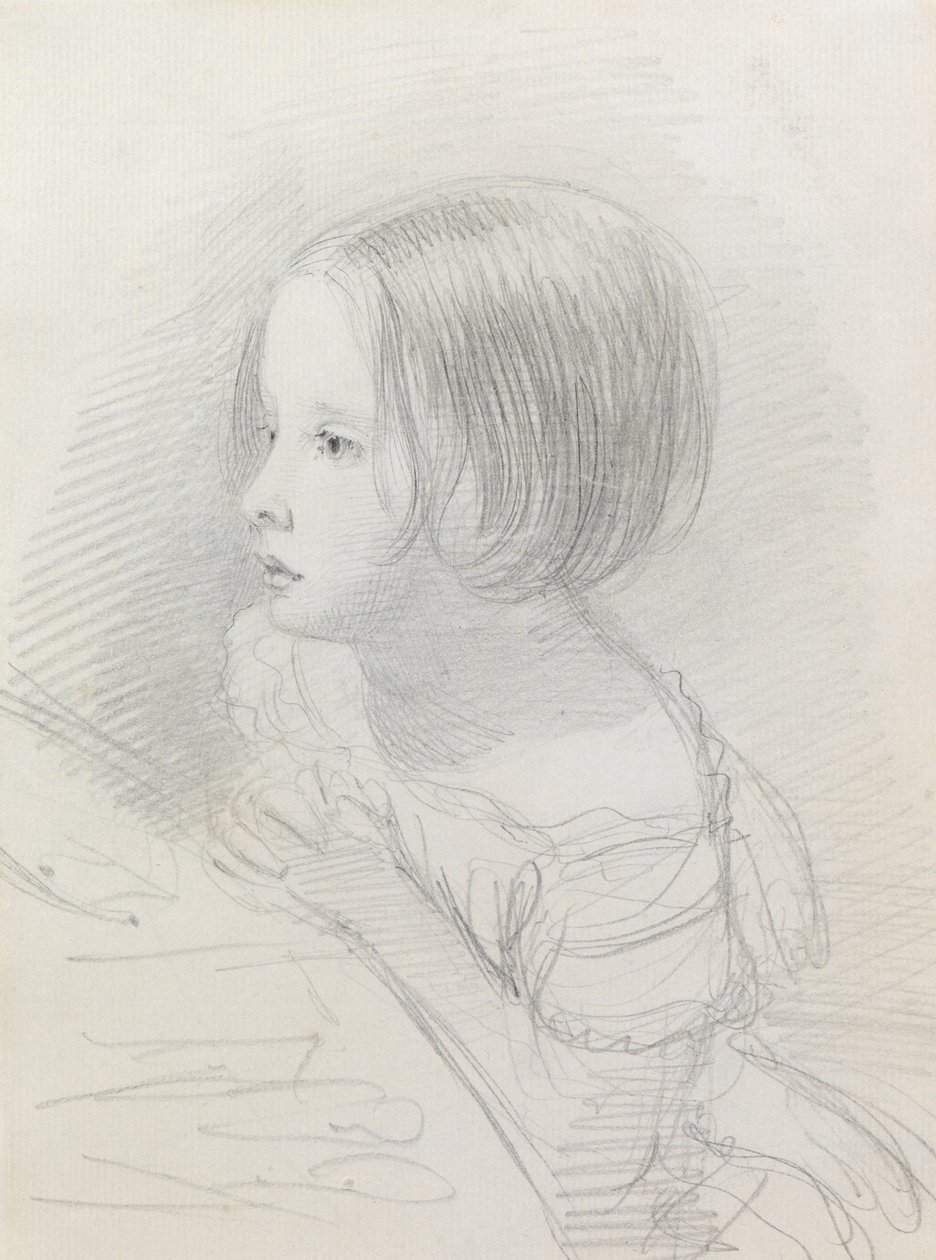 Skisse av en jente (blyant) av John Everett Millais