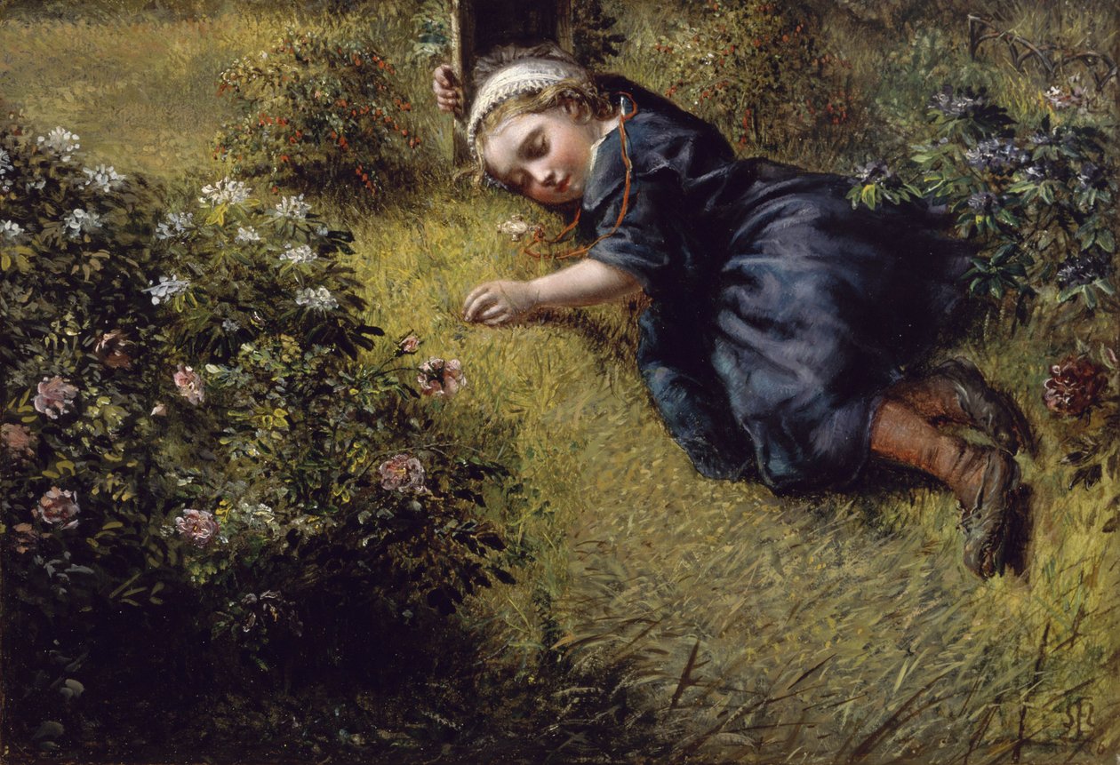 Sov i en hage av John Everett Millais