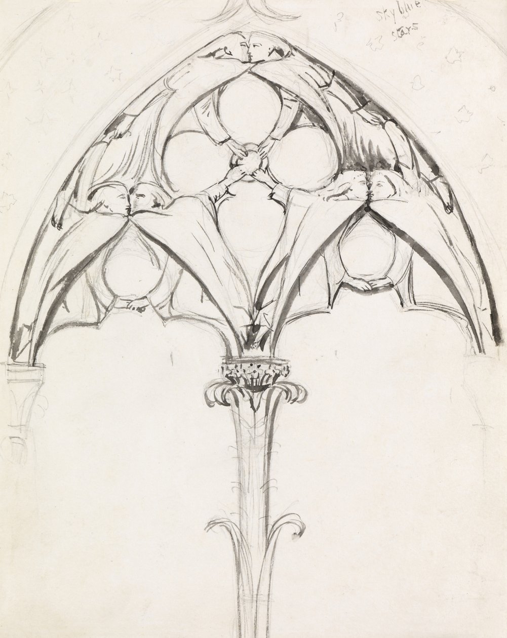 Studie for et vindusdesign av John Everett Millais