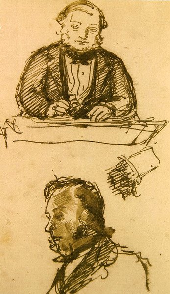 Auksjonarius (penn og blekk på papir) av John Everett Millais