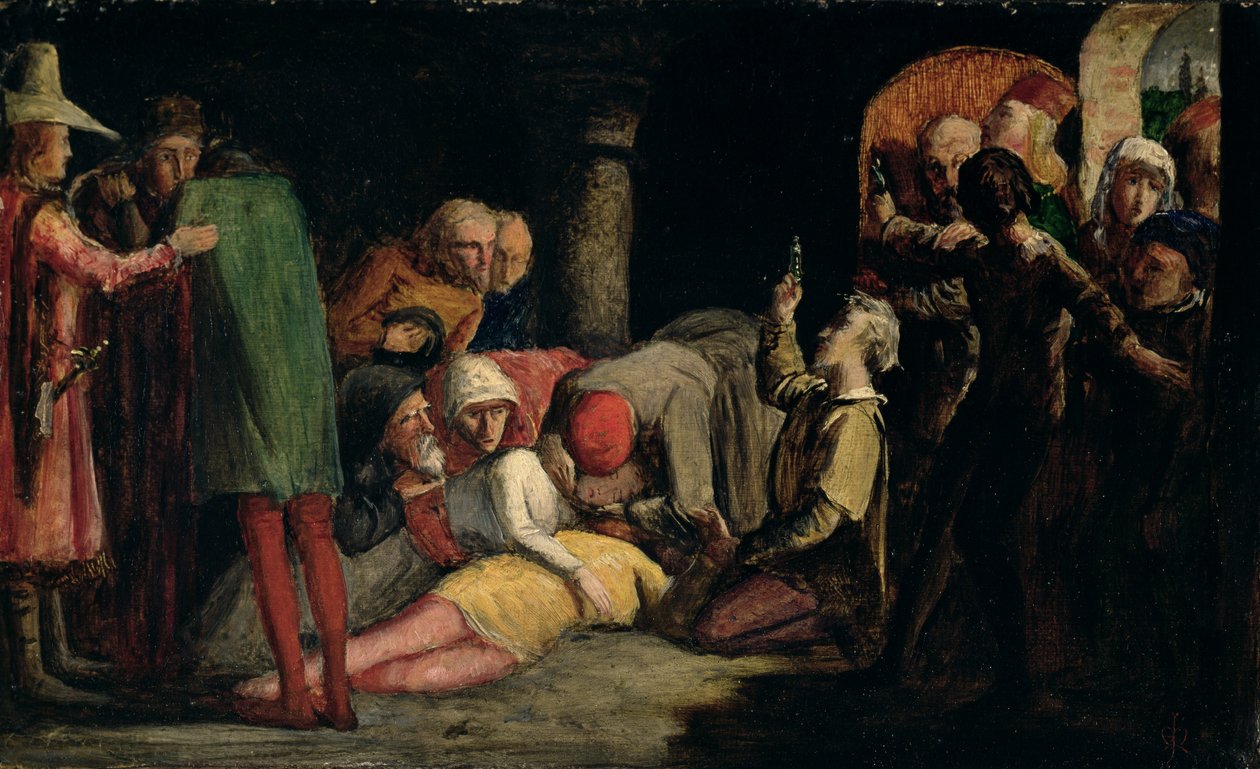 The Death of Romeo and Juliet, ca. 1848 (olje på kvernbrett) av John Everett Millais