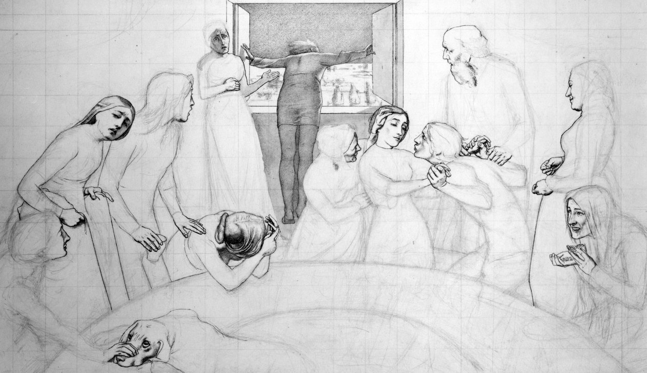 The Eve of the Deluge, ca. 1850 (blyant, penn og blekk på papir) av John Everett Millais