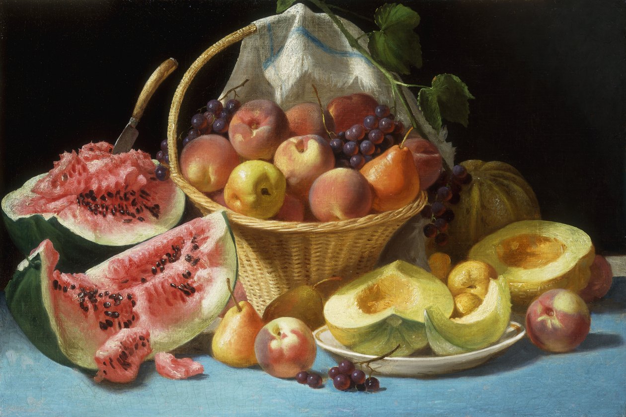 Meloner, fersken og druer, av John F. Francis
