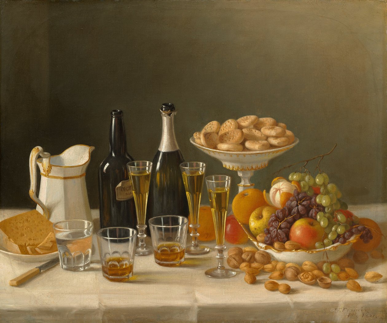 Vin, ost og frukt, 1857. av John F. Francis